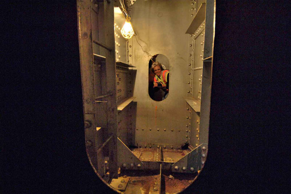 Mackinac Bridge through cross room